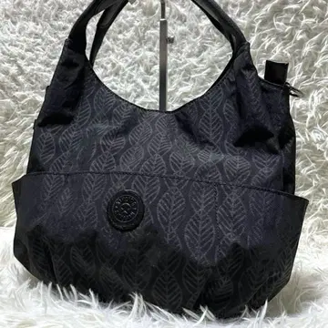 Kipling 올 패턴 나일론 호보백 핸드백 블랙