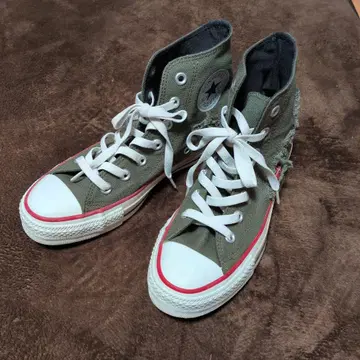 CONVERSE ALL STAR 카키 데미지 가공 스니커즈