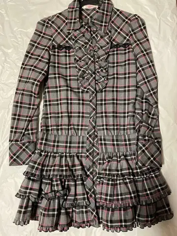 [ 새상품급 ] TRALALA 체크 무늬 프릴 원피스