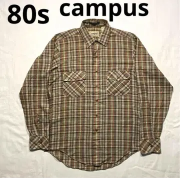 80s 빈티지 캠퍼스 체크 셔츠