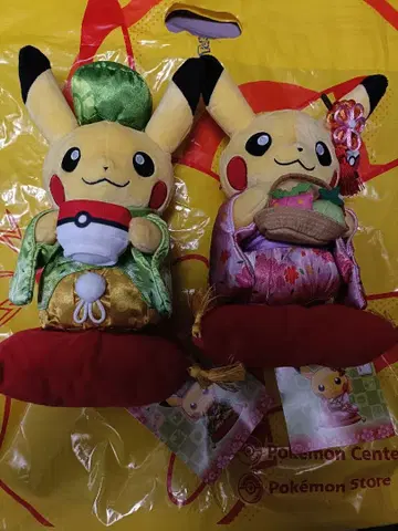 피카츄 일본풍 봉제 인형 2체 세트