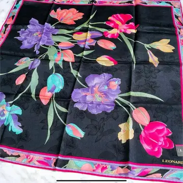 LEONARD 꽃무늬 실크 스카프 대형 손수건