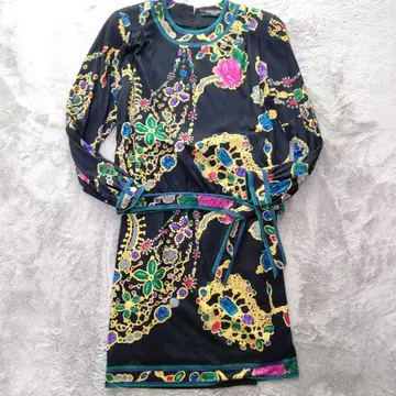 REONARD 꽃무늬 보석류 프린트 셋업 울 실크 스커트