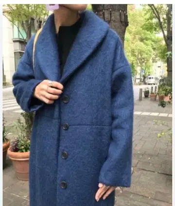 데미룩스 빔즈 샤기 숄카라 코트 블루