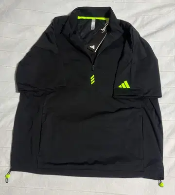 [ 새상품 ] adidas 반팔 하프 지퍼 나일론 셔츠 블랙 XL