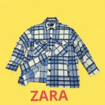 [ ZARA ] 파랑과 화이트 체크 무늬 플란넬 셔츠