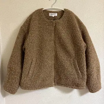 플라이스 편직 나핑 블루종 카멜 브라운