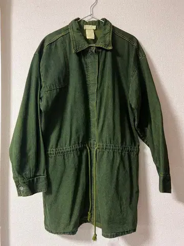 올리브 그린 밀리터리 자켓 허리 드로우 스트링 포함 염색