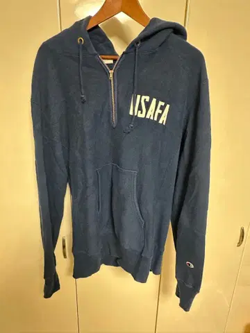 Champion USAF 네이비 레어 하프 집업 후드티 XL
