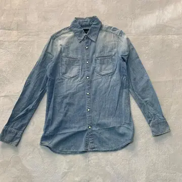 AKM 라이트 블루 데님 긴팔 셔츠 XL 스냅 버튼