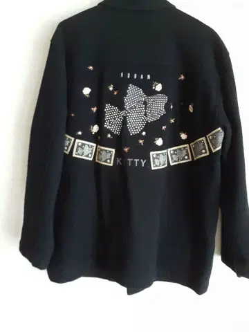 ketty 빈티지 자켓 블랙 컬러 울 자수, 와펜