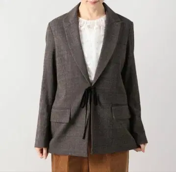 Spick&Span 프론트 리본 체크 자켓