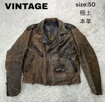 VINTAGE 라이더스 브라운 50 천연 가죽 극상품