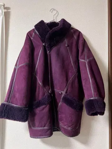 퍼플 무스탕 코트