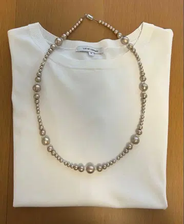 [ 새상품급 ] 코튼 펄 목걸이 샴페인 컬러