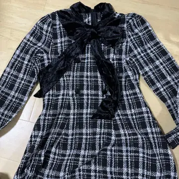 Sweetra 체크 무늬 리본 포함 원피스 S