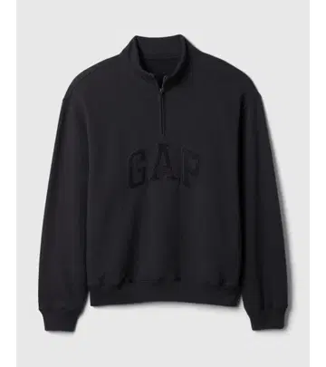하프 지퍼 맨투맨 로고 갭 gap 블랙 속기모 새상품 M