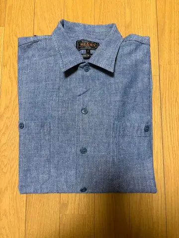BEAMS PLUS 일본제 샴브레이 오픈 카라 셔츠 사이즈 M