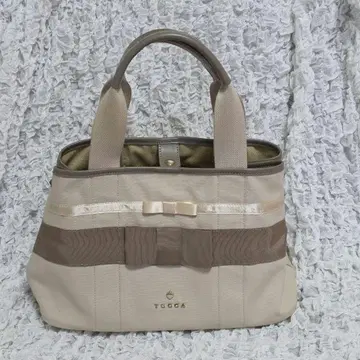 TOCCA 베이지 리본 포함 토트백