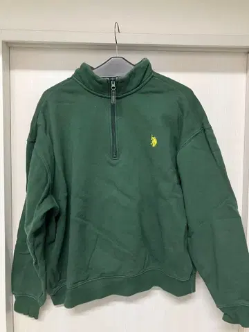 U.S. POLO ASSN. 다크 그린 하프 지퍼 M