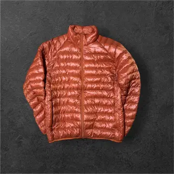 00s 올드 유니클로 퍼프 다운 자켓 Y2K 테크 오렌지 쇼트 기장