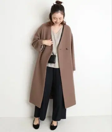 SLOBE IENA V넥 오버코트 노카라