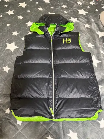 HYDROGEN 후드 부착 다운 베스트 M 블랙/그린