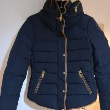 ZARA 다운 자켓 네이비 파이핑 M 숏 기장