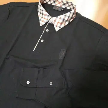 DAKS London 새상품 닥스 긴팔 체크 옷깃 피케 셔츠 블랙 2XL