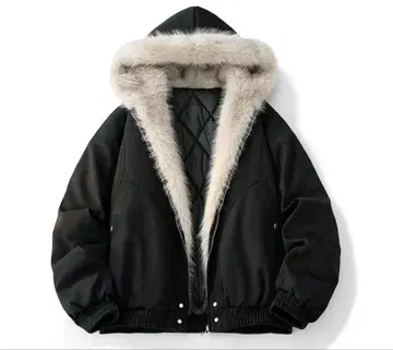 퍼 자켓 블랙 후드티