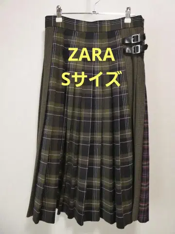 ZARA 비대칭 디자인 플리츠 스커트 S 사이즈 체크 무늬