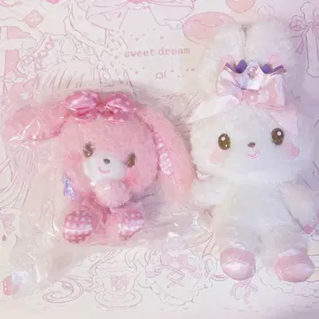초레어 산리오 본봉봉리본 밀키미미 마스코트 봉제 인형 2점