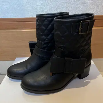 앤드러브 부츠 &love 리본 엔지니어 부츠 블랙 블랙