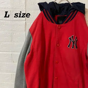 MLB 양키스 자수 로고 코튼 바시티 자켓 후드 부착