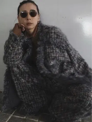 Ameri vintage TWEED FRINGE KNIT CARDIGAN