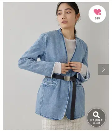 [미사용 새상품] 데님 노카라 자켓 [윔 가젯]