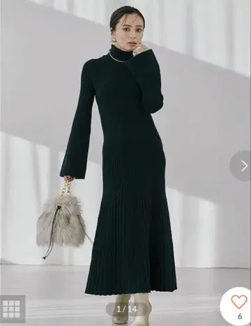 아뉴앙스 울 캐시미어 소프트 머메이드 니트 원피스