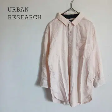 어반 리서치 7부 소매 셔츠 마 혼방 원포인트 자수 캐주얼 연한 핑크