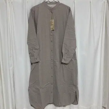 무인양품 양면 기모 플란넬 스탠드 카라 긴팔 원피스 M 베이지
