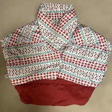 후르츠 패턴 다운, 페더 가디건 어깨 덧댐 다운