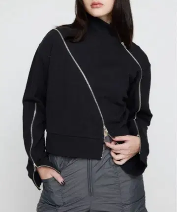 [ 새상품급 ] CURVE ZIP 맨투맨 블랙