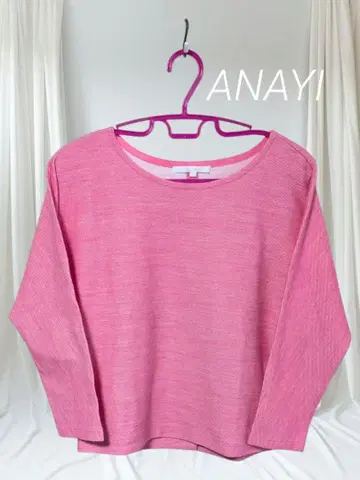 ANAYI 아나이 핑크 긴팔 상의 티셔츠 돌먼 일본제 S