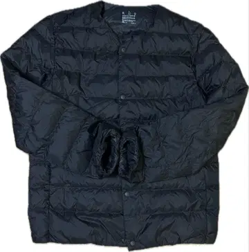 인기 무인양품 경량 다운 포켓터블 노카라 자켓 블랙 L