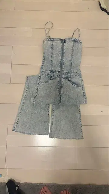 ANAP 오버롤 라이트 블루 살로펫 플레어 팬츠