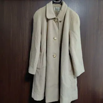 베이지 버튼 롱 코트 울 9호