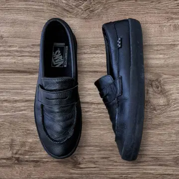 구하기 어려움 VANS 스케이트 로퍼 US 기획 블랙 가죽 POPCUSH