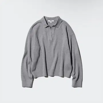 새상품급 UNIQLO 스무스 코튼 릴랙스 폴로 스웨터 XL 사이즈 그레이