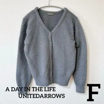 ADAYINTHELIFE 글리터 페더 메탈 버튼 가디건 F