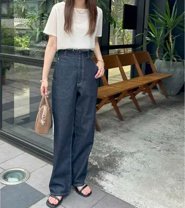 Discoat 허리 프린지 데님 하이웨스트