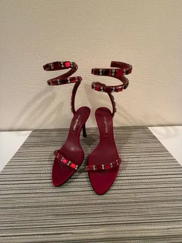 세르지오로시 빨간색 실크 스와로브스키 파티용 사이즈 34